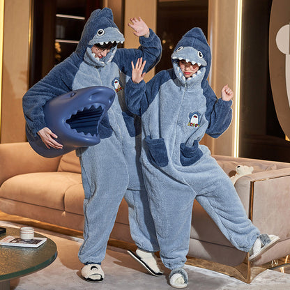 Couple Pajamas Female Coral Animal Pajamas Men Dinosaur One-piece Homewear Clothing