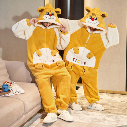 Couple Pajamas Female Coral Animal Pajamas Men Dinosaur One-piece Homewear Clothing